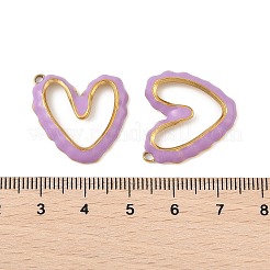 304ステンレススチールエナメルペンダント  ハートチャーム  18KGP本金メッキ  PVD真空メッキ  プラム  22x22x3mm  穴：1.5mm&nbsp;STAS-P380-08G-01