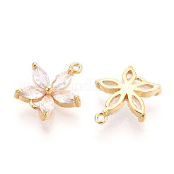 Brass Pave Clear Cubic Zirconia Connector Charms&nbsp;KK-T078-03G-04