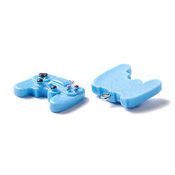 不透明樹脂ペンダント  プラチナトーンのアイアンループ付き  ゲームコントローラ  ミックスカラー  24x26x7mm  穴：2mm&nbsp;RESI-O012-01