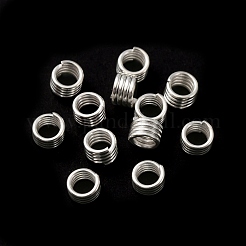真鍮スプリットリング  鉛フリー＆カドミウムフリー  四重ループ丸カン  925銀メッキ  21ゲージ  4.5x3.5mm  内径：3mm&nbsp;KK-O143-24S