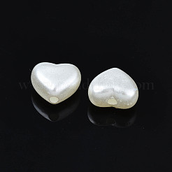 ABSプラスチックパール調ビーズ  ハート  貝殻色  8x9x5mm  穴：1.5mm  約259個/50g&nbsp;X-KY-S170-02