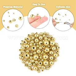 640個 6スタイル ABSプラスチックビーズ  環境に優しい電気メッキビーズ  ラウンド  黄金メッキ  3~10mm  穴：1.4~2.3mm&nbsp;KY-YW0002-15