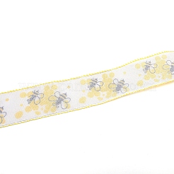 ポリエステルリボン  服飾材料  ミツバチの模様  きいろ  2-1/2インチ（63mm）  6 m /ロール&nbsp;OCOR-WH0072-01B