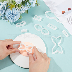 9個3スタイルのプラスチック粘土プレス型  粘土カッター  クレイモデリングツール  DIYイヤリング製作用  蝶結び  ホワイト  12~43x28~108x12mm&nbsp;DIY-ME0002-29