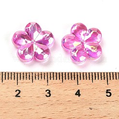 透明アクリルビーズ  プラム  ABカラーメッキ  フクシア  13.5x14.5x4.5mm  穴：1.8mm  約1111個/500g&nbsp;PACR-H004-01E