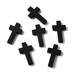 スプレー塗装木製ペンダント  宗教コルスチャーム  ブラック  41x23.5x5mm  穴：1.6mm&nbsp;LS-WOOD-WH0027-55