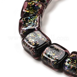 手作りの二色性箔ガラスビーズ連売り  正方形  ライトコーラル  12~12.5x12~12.5x6.5~8mm  穴：1.6mm  約33個/連  16.02''（40.7センチメートル）&nbsp;DICH-U001-07J