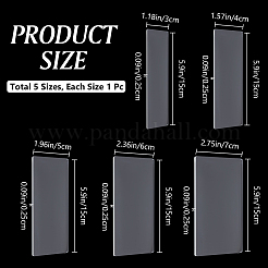 5枚 5種類のスタイルのアクリルボード  クレイプレスツール  長方形  透明  150x30~70x2.5~3mm  1個/スタイル&nbsp;TOOL-CP0001-39