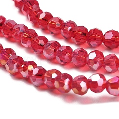 透明ガラスビーズ  32ファセット  ABカラーメッキ  ラウンド  サクランボ色  3.5x3mm  穴：1mm  約163~166個/連  50~51cm&nbsp;EGLA-A035-T3mm-B07