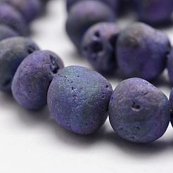 電気メッキ天然石クオーツクリスタルビーズ連売り  ドゥルージージオードクリスタル  ラウンド  10~13mm  穴：1mm  約34~36個/連  15.3インチ&nbsp;G-K174-02D