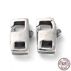 タイスターリングシルバーカニカン925個  スタンプ925個付き  長方形  アンティークシルバー  8.5x5x3mm  穴：2x1.5mm&nbsp;STER-D003-04B-P