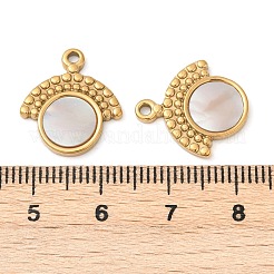 304 Stainless Steel Natural White Shell Pendants&nbsp;STAS-L288-03G-02