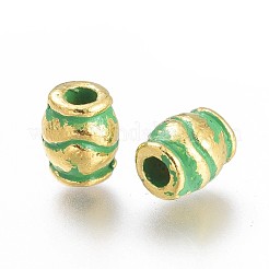合金ビーズ  コラム  黄金＆緑青  5x4mm  穴：1.6mm&nbsp;PALLOY-F262-035GGP