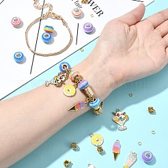 DIY Ice Cream Alloy Enamel & Rondelle Resin European Style Bracelet Making Kits&nbsp;DIY-FS0007-25