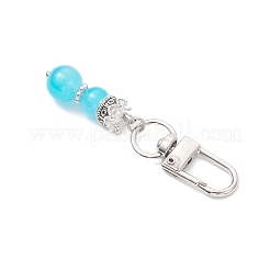 6Pcs Baking Paint Imitation Jade Glass Round Pendant Decorations&nbsp;HJEW-JM04135