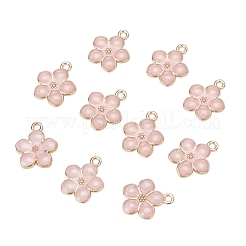 ライトゴールドメッキの合金エナメルペンダント  花  桃パフ  17x14.5x1.5mm  穴：1.6mm&nbsp;X-ENAM-R136-17A