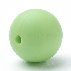 食品グレードの環境に優しいシリコーンビーズ  ラウンド  芝生の緑  12mm  穴：2mm&nbsp;X-SIL-R008B-59