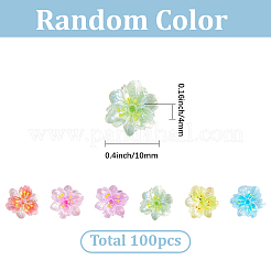 100個の樹脂カボション  花  ネイルアートの装飾の付属品  ミックスカラー  10x4mm&nbsp;MRMJ-SP0001-15