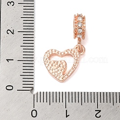 ラック メッキ 合金 クリスタル ラインストーン ヨーロピアン ダングル チャーム  大きな穴のダブルハートペンダント  カドミウムフリー＆ニッケルフリー＆鉛フリー  ローズゴールド  24mm  穴：5mm&nbsp;PALLOY-S189-37RG