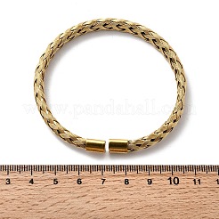 女性用編み込み304ステンレススチールカフバングル  イオンプレーティング（ip）  18KGP本金メッキ  内径：2-1/4インチ（5.6cm）&nbsp;BJEW-A067-07G