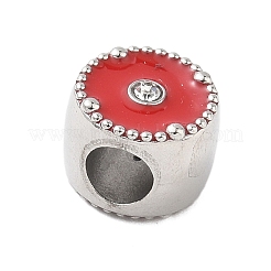 304 Stainless Steel Enamel with Rhinestone European Beads&nbsp;STAS-Z130-06P