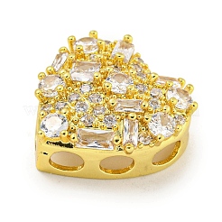 Rack Plating Brass Micro Pave Clear Cubic Zirconia Slide Charms&nbsp;ZIRC-I065-01B-G