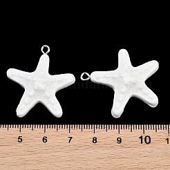 不透明樹脂ペンダント  プラチナメッキ鉄ループ付き  ヒトデのチャーム  ミックスカラー  31.5x28x8mm  穴：2mm&nbsp;RE-CBAF00C-05P