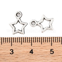 チベットのスタイル合金のスターチャーム  アンティークシルバー  12x9x1mm  穴：1.5mm&nbsp;X-TIBEB-O004-29