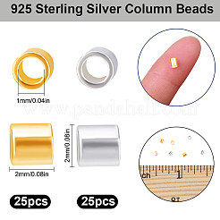 50Pcs 2 Colors 925 Sterling Silver Crimp Beads&nbsp;STER-BBC0009-67
