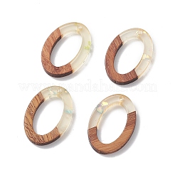 透明樹脂＆ウォールナットウッドチャーム  スパンコール付き/スパンコール  オーバル  シエナ  28.5x19.5x3mm  穴：1.8mm&nbsp;RESI-XCP0001-92