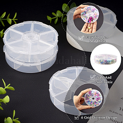 プラスチックビーズ容器4個  フリップトップビーズ収納  6コンパートメント  ラウンド  ホワイト  7.8x1.8cm  4個/袋&nbsp;CON-YS0001-04