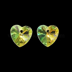 ガラスチャーム  ハート  ABカラー  多面カット  クリアAB  10x10x4.5mm  穴：1.2mm&nbsp;GLAA-I057-23A