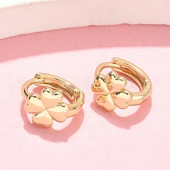 Clover Brass Hoop Earrings&nbsp;EJEW-Z102-11G
