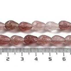 天然石ストロベリークォーツビーズ連売り  多面カットティアドロップ  10x7mm  穴：1.2mm  約20個/連  7.87''（20センチメートル）&nbsp;G-P520-B11-01
