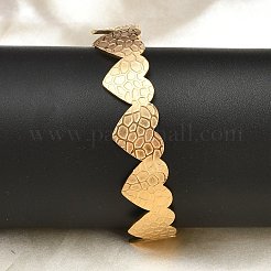 女性用304ステンレススチールカフバングル  18KGP本金メッキ  ハート  内径：2-1/4インチ（5.75cm）&nbsp;LS-BJEW-B120-02G-02