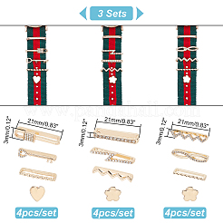 12Pcs 12 Style Wave & Flower & Heart & Lock & Key Alloy Rhinestones Watch Band Charms Set&nbsp;MOBA-PH0001-15