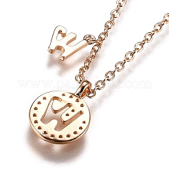 Brass Micro Pave Clear Cubic Zirconia Double Letter Pendant Necklaces&nbsp;NJEW-Z010-23
