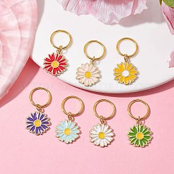 デイジー合金エナメル ドレッドヘア ビーズ  編組髪のペンダントの装飾クリップ  ミックスカラー  33mm  7色  1pc /カラー  7個/セット&nbsp;OHAR-JH00032