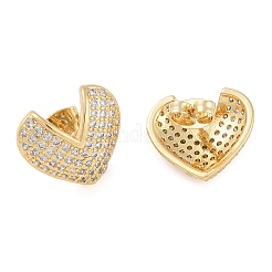 Brass Pave Clear Cubic Zirconia Stud Earrings for Women&nbsp;EJEW-S225-09G-03