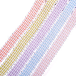 25 ヤード 5 色ポリコットン (ポリエステル綿) リボン  タータン模様  ミックスカラー  5/8インチ（17mm）  5ヤード/カラー&nbsp;OCOR-TAC0030-02B
