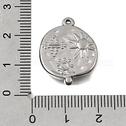 304ステンレスペンダント  フラットラウンド、サンチャーム付き  ステンレス鋼色  23x18x3mm  穴：0.8mm&nbsp;STAS-K322-23P