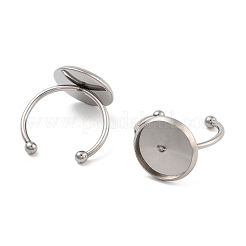 Tarnish Resistant 304 Stainless Steel Open Cuff Ring Components&nbsp;STAS-B072-09B-P