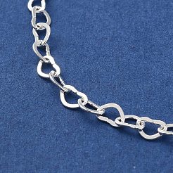 女性用スターリングシルバーハートリンクチェーンブレスレット925個  銀  6-3/4インチ（17cm）&nbsp;BJEW-E101-01S-04