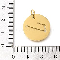 イオンプレーティング（IP）304ステンレスペンダント  丸カン付き  レーザー切断  フラットラウンド、星座チャーム付き  18KGP本金メッキ  牡羊座  20x1.5mm  穴：5mm&nbsp;STAS-M074-02G-G
