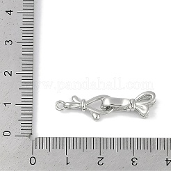 真鍮製折りたたみ式クラスプ  蝶結び  プラチナ  30.5x8x6mm  穴：1.5mm&nbsp;FIND-U017-16P-03