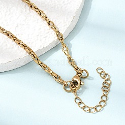 3mm 304ステンレススチール製ツイストオーバルリンクチェーンネックレス（男女兼用）  イオンプレーティング（ip）  ゴールドカラー  16.85インチ（42.8cm）  リンク：5.5~6x3x1.5mm&nbsp;SA-CBAB767-18A-G