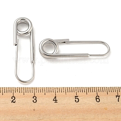 ラックメッキ真鍮チャーム  ペーパークリップ  プラチナ  36x10x4mm  穴：5.5mm&nbsp;KK-K351-02P