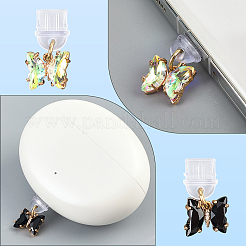 10 個のプラスチックモバイル防塵プラグ  蝶  真鍮ガラスペンダントと  ミックスカラー  22mm  10個/セット&nbsp;HJEW-SC00181