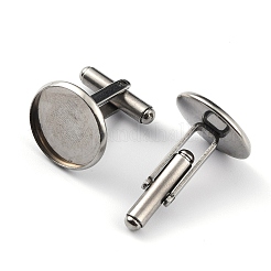 変色しにくい304ステンレススチール製のカフスボタン  アパレルアクセサリのカフスボタンパーツ  ステンレス鋼色  トレイ：16mm  19.5x19x18mm&nbsp;LS-STAS-Z015-33F