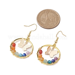 7 Chakra Natural Gemstone Dangle Earrings&nbsp;EJEW-TA00512